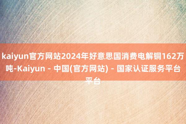 kaiyun官方网站2024年好意思国消费电解铜162万吨-Kaiyun - 中国(官方网站) - 国家认证服务平台